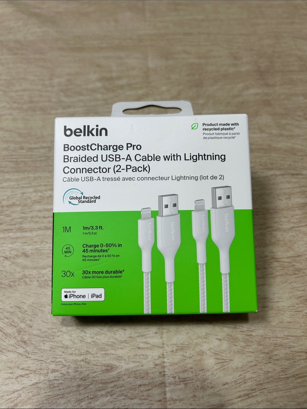 Belkin 2 Pack Braided USB-A Cable with Lightning Connector
